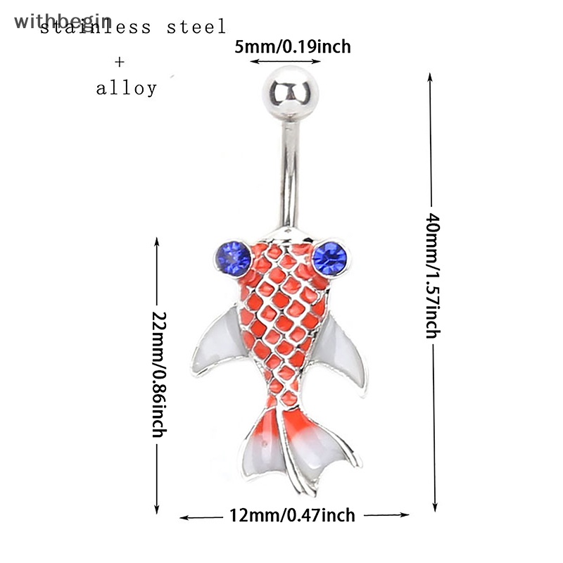 Khuyên Rốn Hình Cá Vàng Bằng Thép Không Gỉ Đính Đá Pha Lê Thời Trang Mùa Hè Cho Nữ