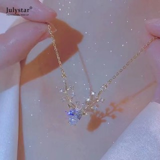 Dây chuyền JULYSTAR mặt hình đầu nai sừng tấm đính đá zircon thời trang nữ