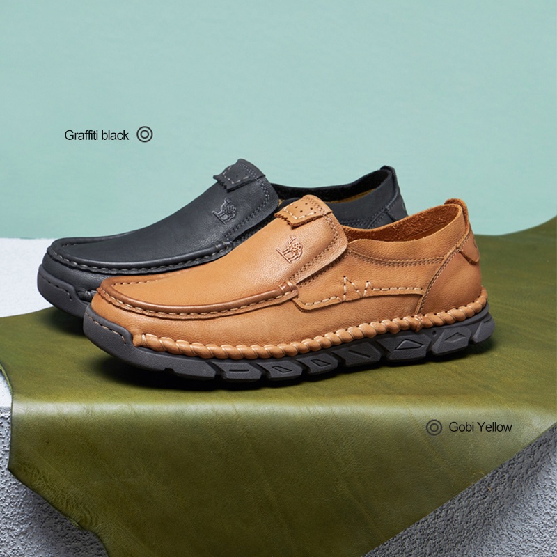 Giày Lười Da Thật Thoáng Khí Chống Trượt Thời Trang Cho Nam