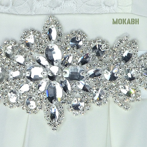 Thắt Lưng Đính Đá Và Ruy Băng Satin Trắng Dành Cho Cô Dâu
