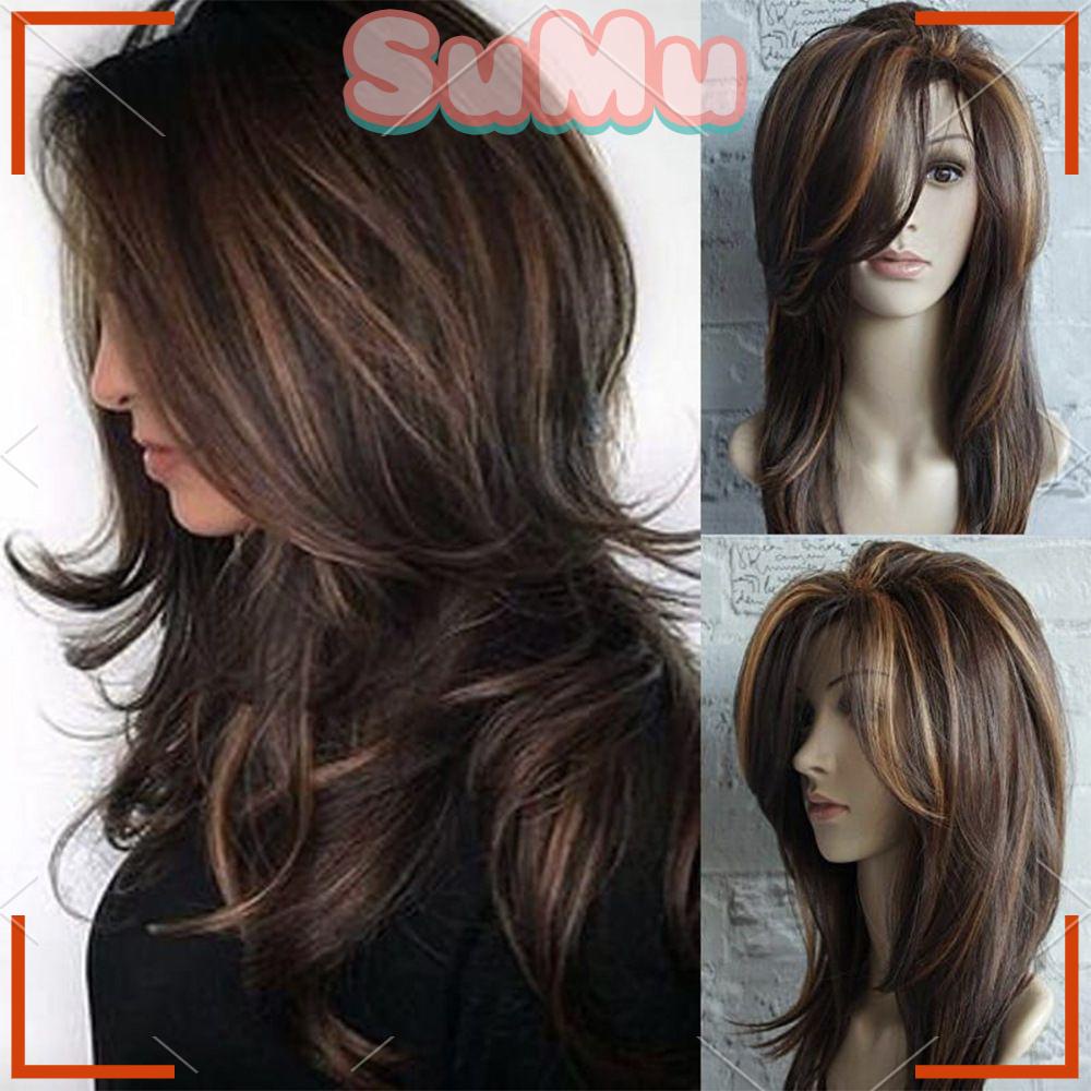 Bộ Tóc Giả Màu Nâu Đậm Không Có Mái Bằng Ren Dành Cho Nữ