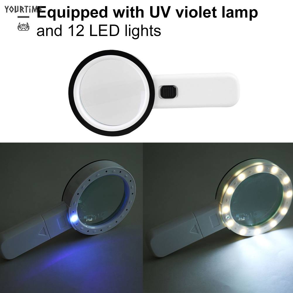 Kính Lúp Cầm Tay 30X Có 12 Đèn LED