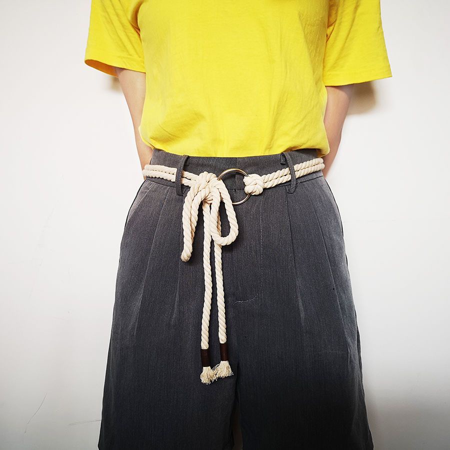 ♚Dây Thừng Treo Quần Áo Tiện Dụng♚Thắt Lưng Dây Thừng Cotton Màu Trắng Đen Phong Cách Harajuku Đơn Giản Dễ Phối Đồ Cho Nữ