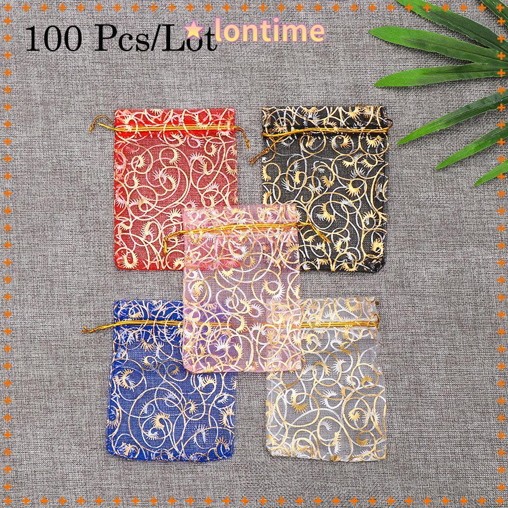 100 Túi Lưới Đựng Quà In Hình Trái Tim