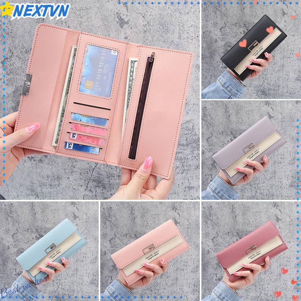 Ví Da PU Dáng Dài Đựng Thẻ Thiết Kế Xinh Xắn Cho Nữ