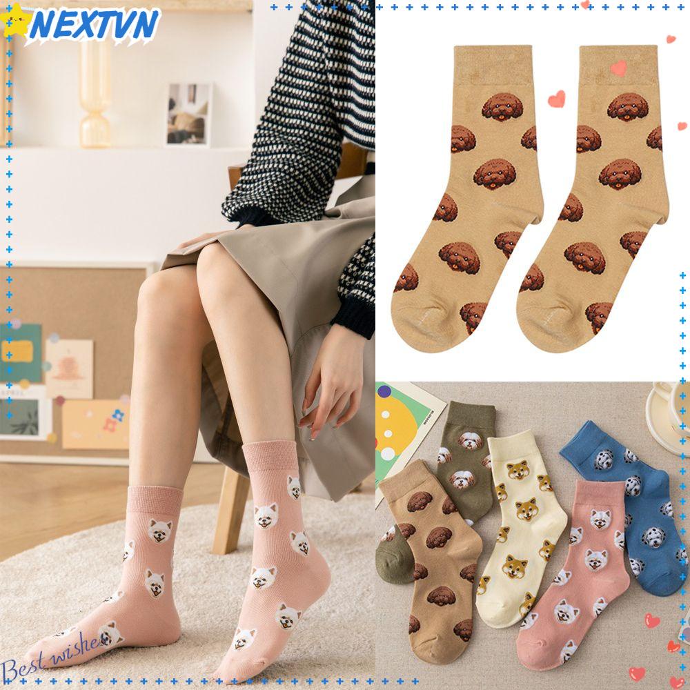 Vớ Cổ Trung Họa Tiết Hoạt Hình Chú Chó Dễ Thương Cho Nữ