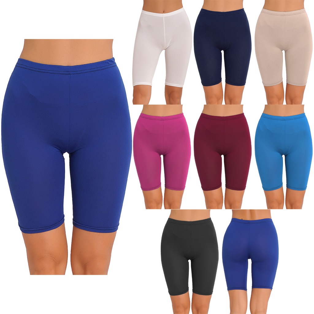 Nữ Màu Trơn Quần Short Yoga Co Giãn Thắt Lưng Quần Legging Ngắn Co Giãn Quần Lót Homewear Loungewear