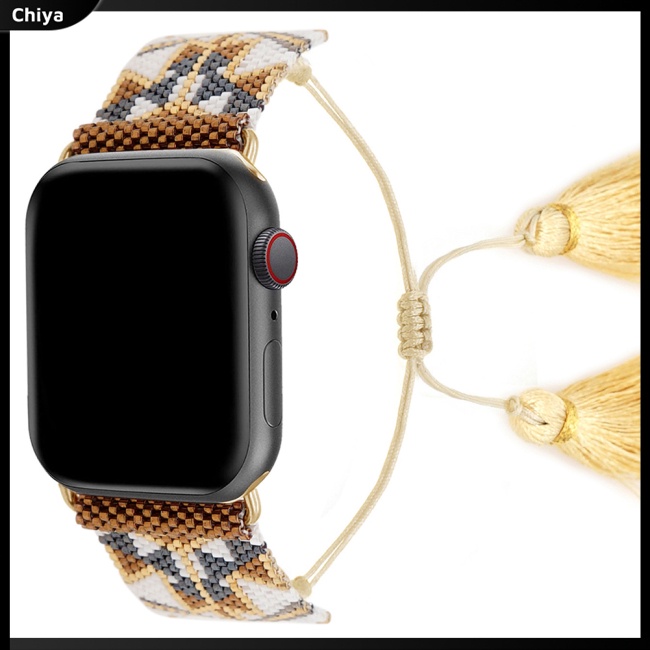 Dây Đeo Thay Thế Dạng Chuỗi Hạt Tua Rua Phong Cách Boho Cho iWatch