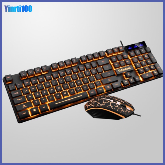 Bộ Bàn Phím Cơ Có Dây Yinrti Kèm Chuột Và Đèn Sau Kết Nối USB Cho Máy Tính Để Bàn Laptop