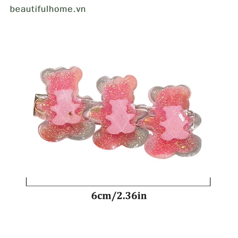 Kẹp Tóc Hình Gấu Nhỏ Lấp Lánh Thời Trang Mùa Hè Cho Nữ