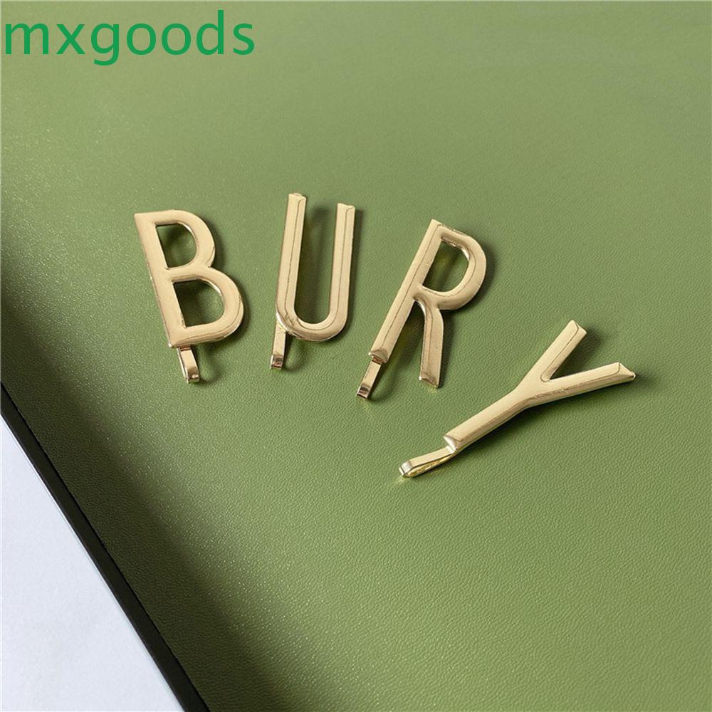 Set 4 Kẹp Tóc Chữ Cái Rỗng Ngọt Ngào MXGOODS|Kẹp Tóc Màu Sắc Retro Phong Cách Hàn Quốc Cho Nữ