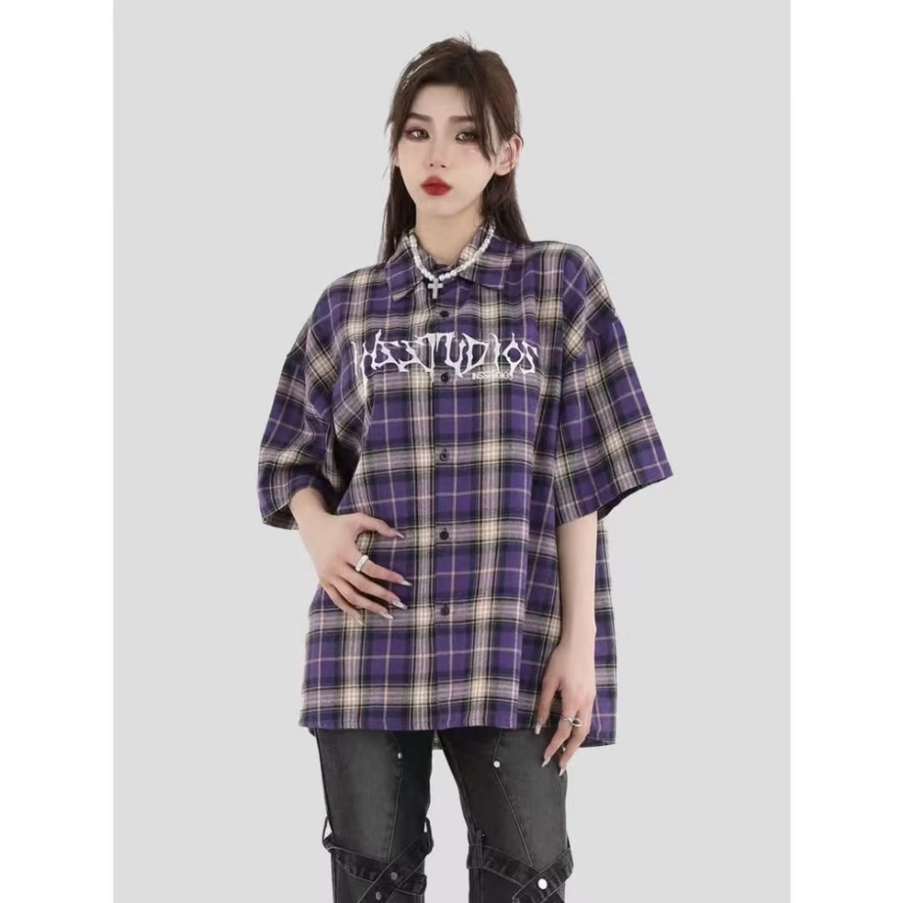 Áo Sơ Mi Ngắn Tay Dáng Rộng Thêu Chữ Thời Trang Mùa Hè Dành Cho Nam