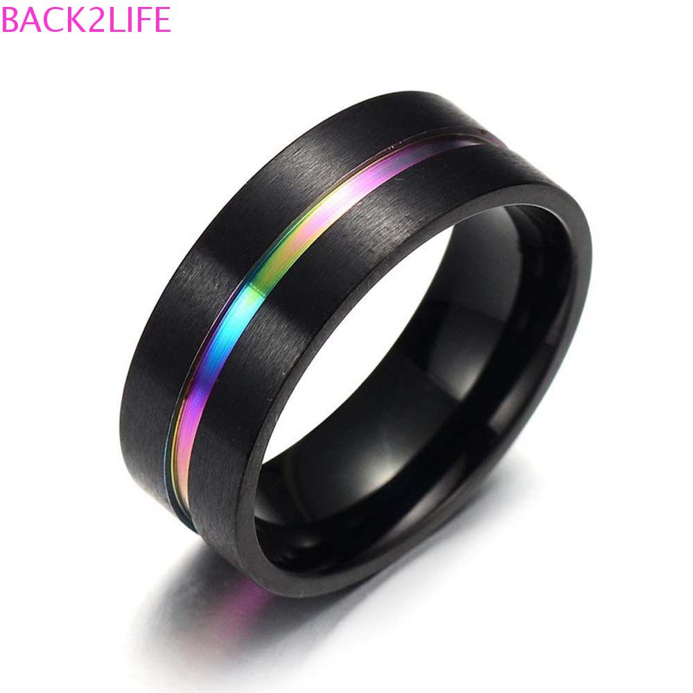 Set 2 Nhẫn 8Mm Bằng Thép Không Gỉ Đơn Giản Thời Trang Cho Nam