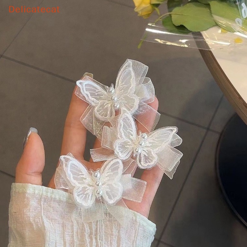 Bộ 2 Kẹp Tóc Nơ Ren Trắng Ngọt Ngào Thời Trang Cho Nữ