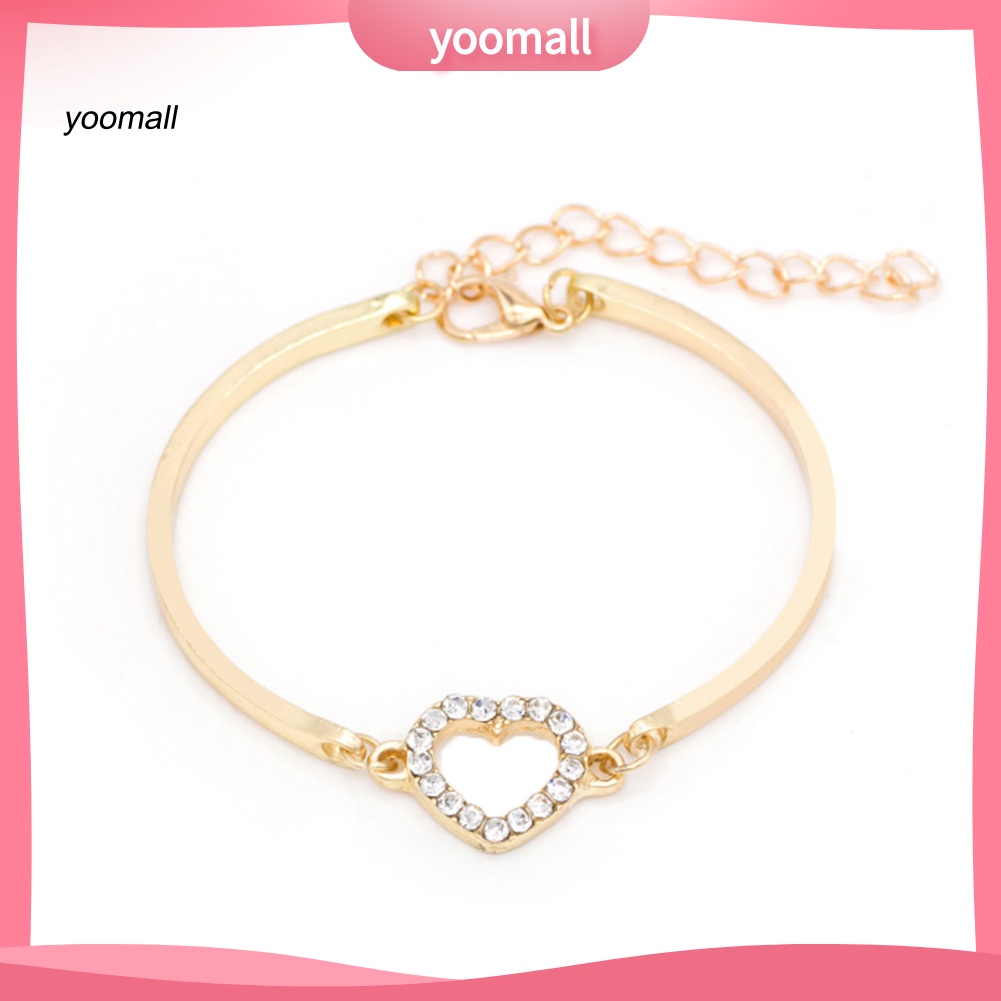 Vòng Tay Mặt Hình Trái Tim Đính Đá Thời Trang Cho Nữ