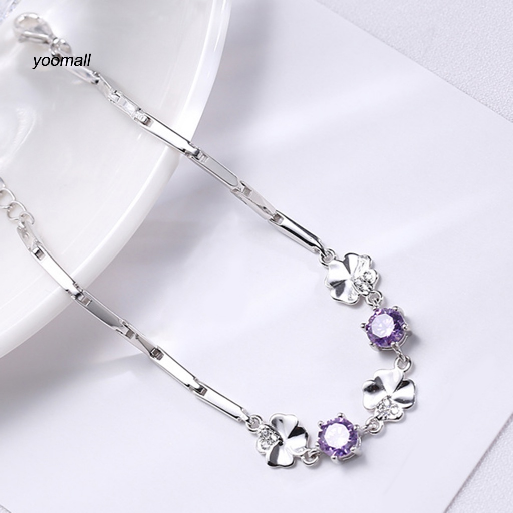 Vòng Tay Cỏ Bốn Lá May Mắn Sáng Tạo Thanh Lịch Có Thể Điều Chỉnh Cho Nữ