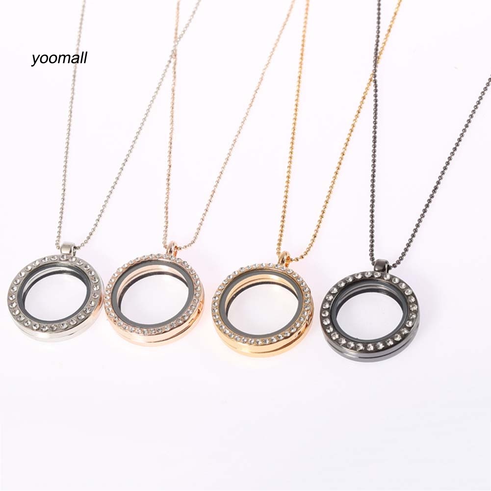 Vòng cổ Mặt Kính Tròn Đính Kim Cương Giả Cho Nữ