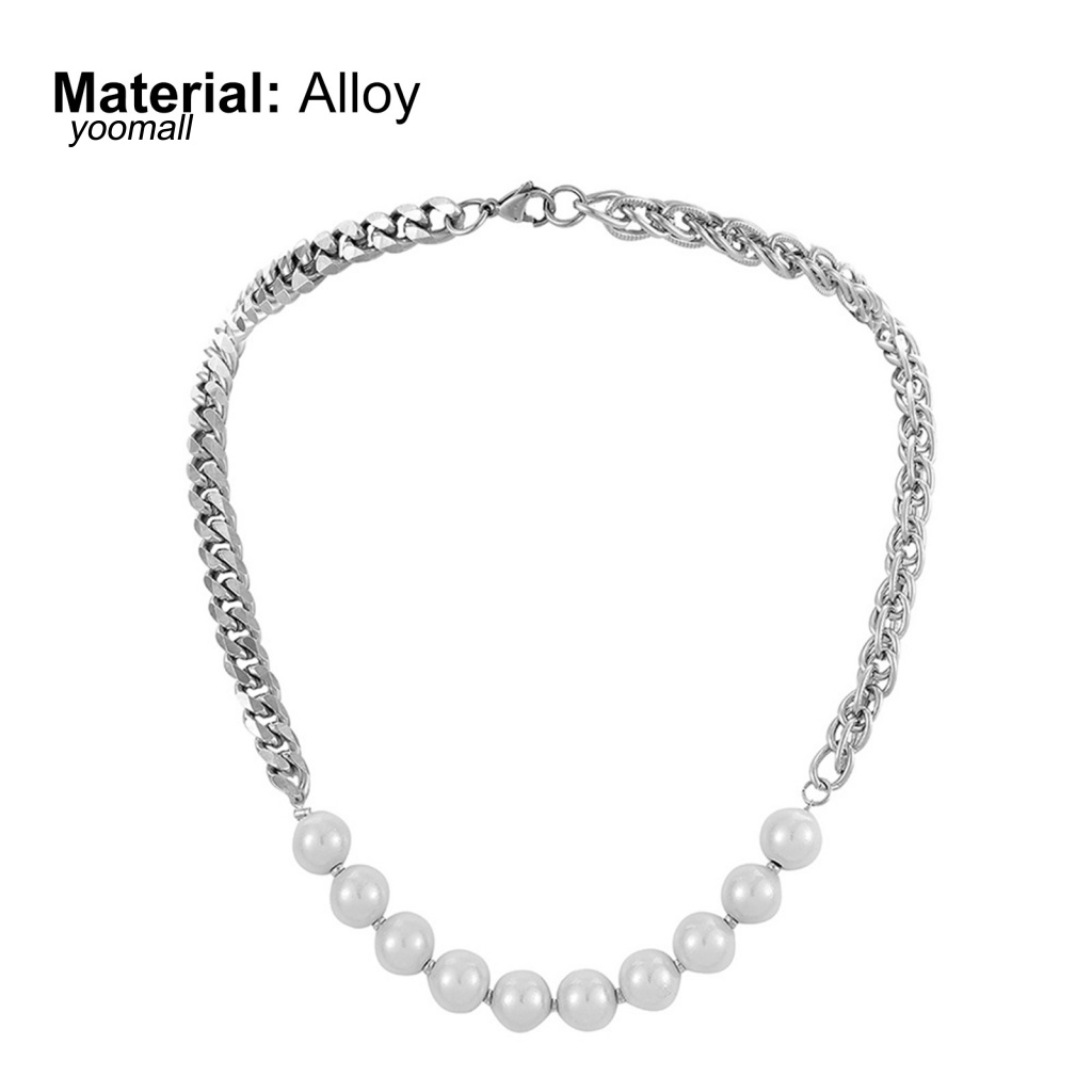 Yo / Vòng Cổ Choker Bằng Thép Không Gỉ Đánh Bóng Đính Ngọc Trai Giả Cá Đảo Trang Trí Dành Cho Nam