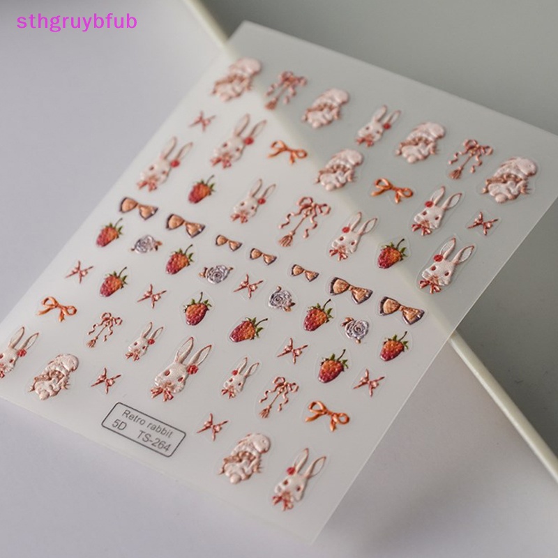 Miếng Dán Trang Trí Móng Tay 5D Hình Thỏ Đáng Yêu DIY