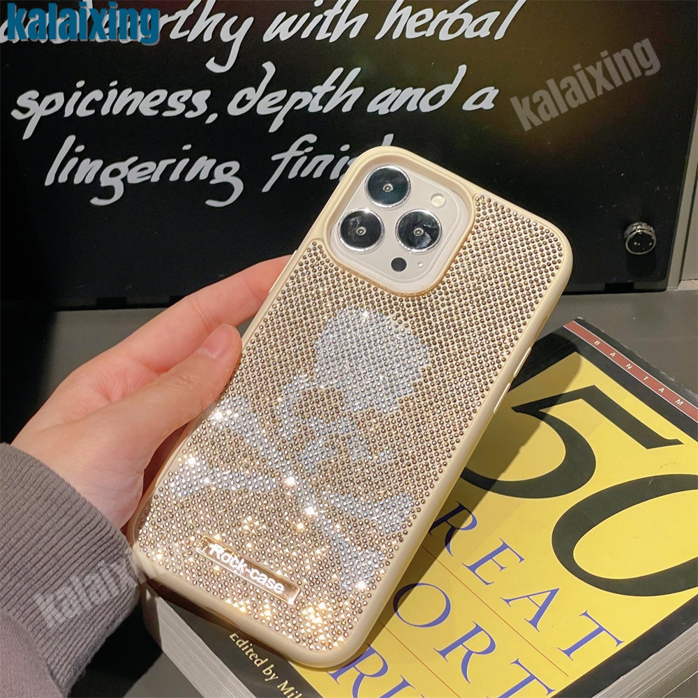 Ốp Điện Thoại Hình Đầu Lâu Đính Đá Lấp Lánh Sang Trọng Cho iPhone 14 Pro Max 14 Plus 12 13 Pro 11 Max