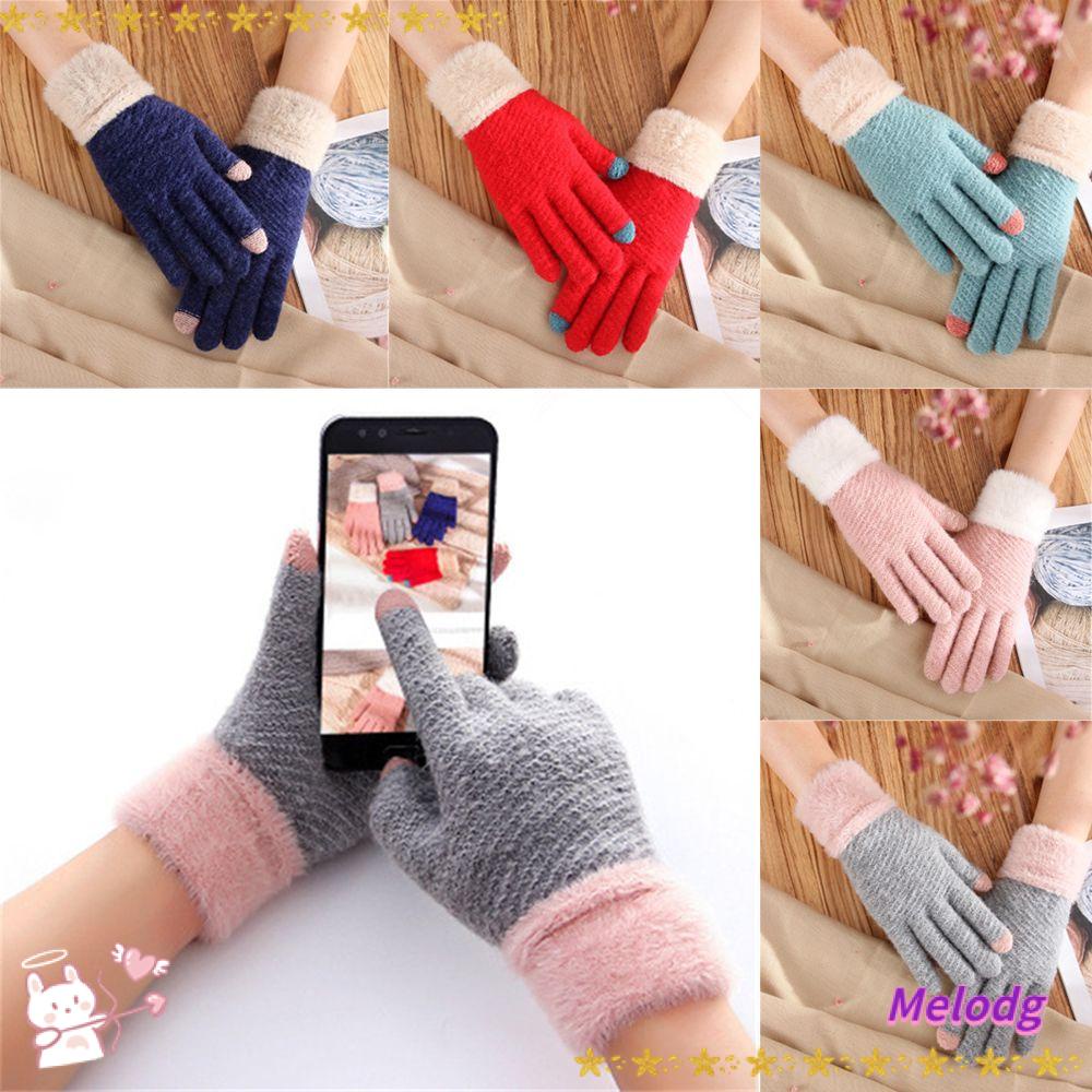 MELODG Găng Tay Dệt Kim Giữ Ấm Mùa Đông Mềm Mại Họa Tiết Hoạt Hình
