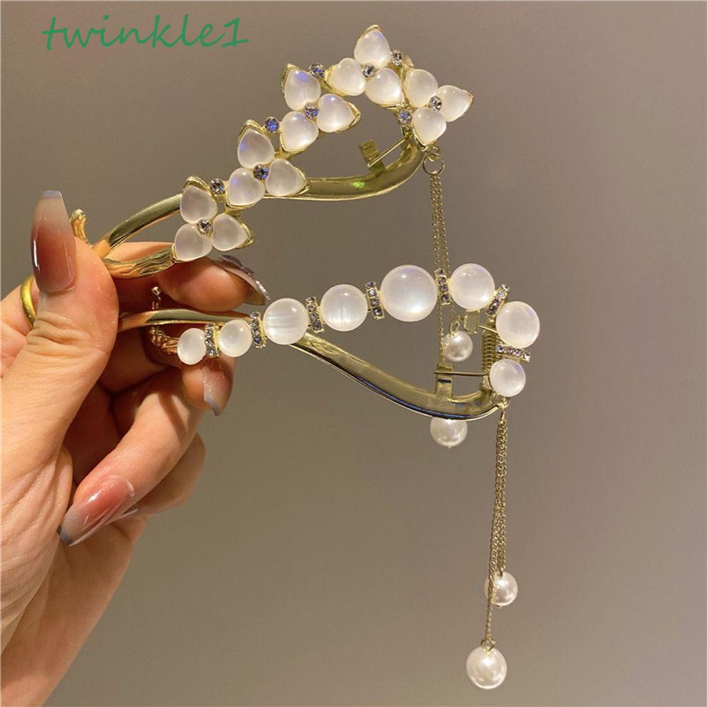 TWINKLE Kẹp Tóc Hình Cỏ Ba Lá Bằng Đồng Đính Đá Lấp Lánh Cho Nữ