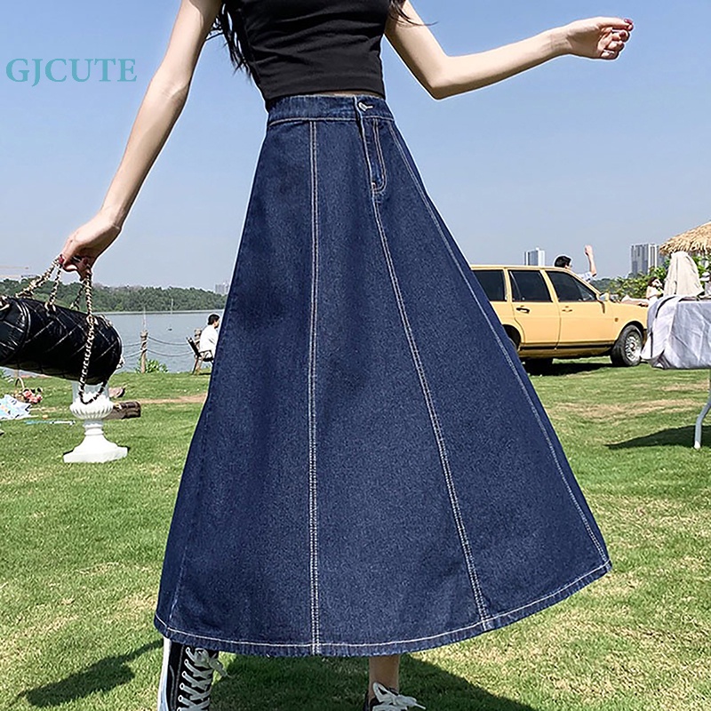 Chân váy jean Dài Lưng Cao Dáng Rộng Thời Trang Mùa Hè Cho Nữ