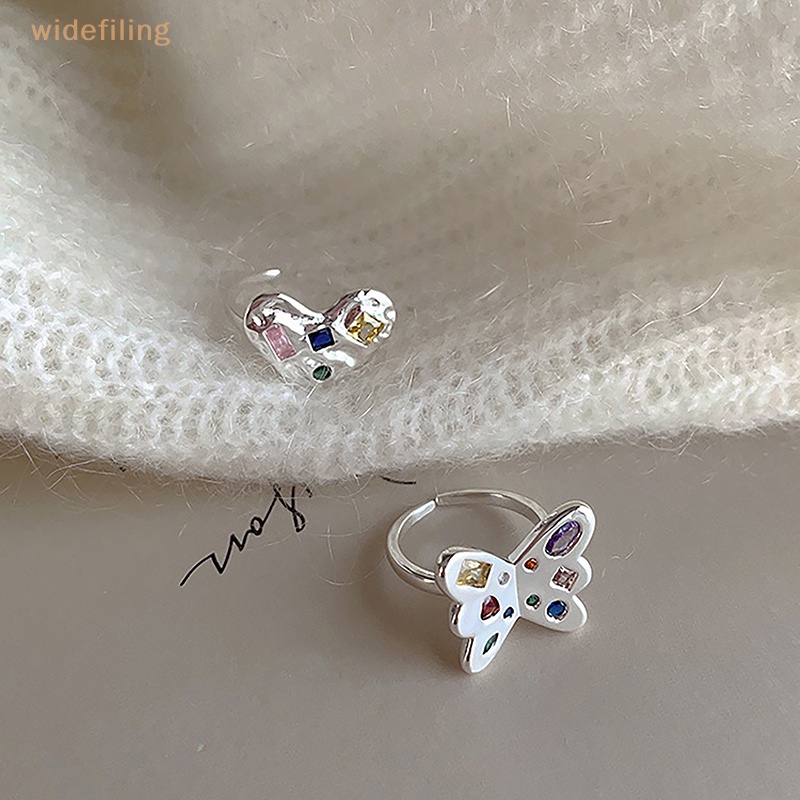 Nhẫn Hở Hình Bướm / Trái Tim Đính Đá Zircon Nhiều Màu Tùy Chỉnh Thời Trang Cho Nữ