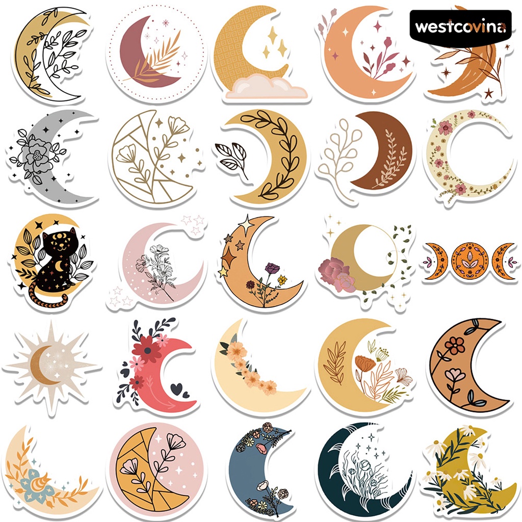 [WSTN]✎Bộ 50 Miếng Dán Trang Trí Vali Chống Thấm Nước Bằng PVC