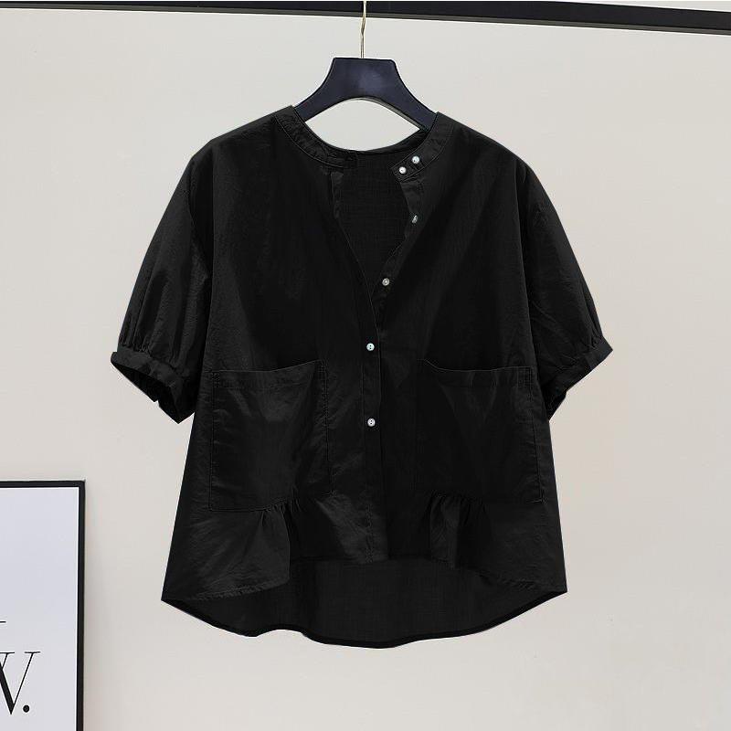 Áo Thun Cotton Cổ Tròn Ngắn Tay Dáng Rộng Phối Túi Thời Trang Mùa Hè Hàn Quốc Dành Cho Nữ 2023