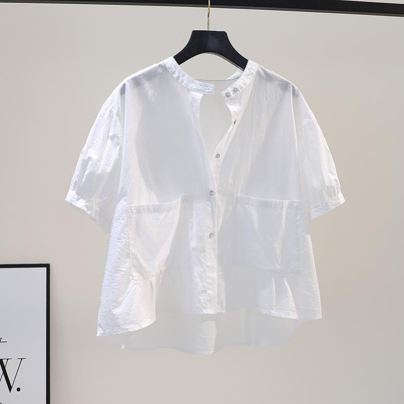 Áo Thun Cotton Cổ Tròn Ngắn Tay Dáng Rộng Phối Túi Thời Trang Mùa Hè Hàn Quốc Dành Cho Nữ 2023