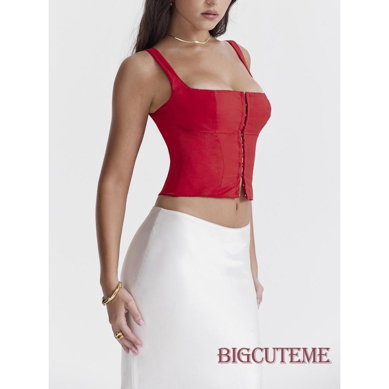 [] - Áo Tank Top Không Tay Cổ Vuông Màu Trơn Thời Trang Mùa Hè Cho Nữ