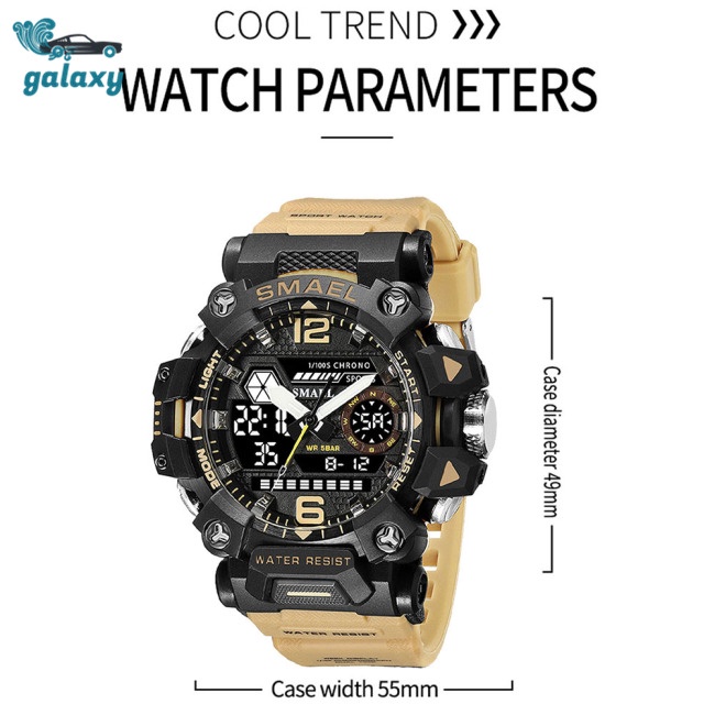 Galaxy Đồng Hồ Điện Tử Đa Năng Chống Thấm Nước 50m Màn Hình Led 8072