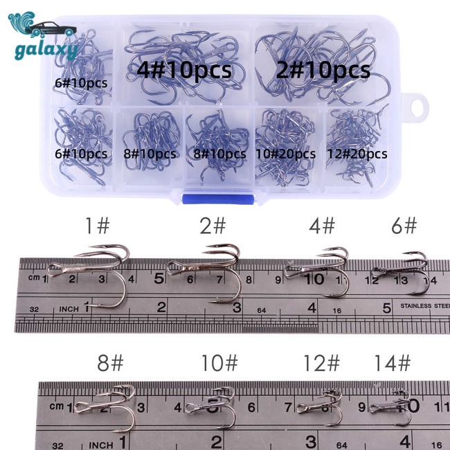 Galaxy Set 100 Lưỡi Câu Cá Bằng Thép Carbon Cao Cấp Kèm Hộp Trong Suốt