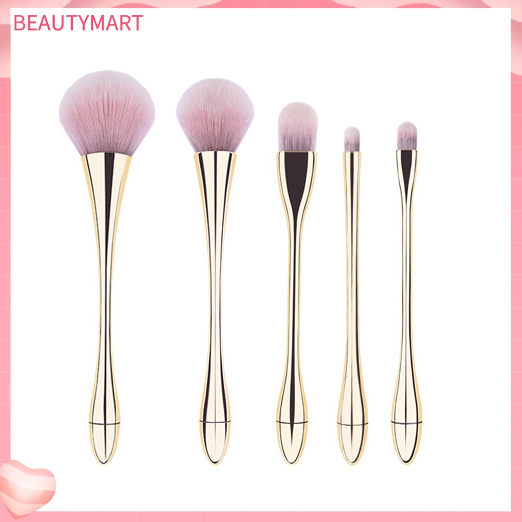 Set 5 Cọ Trang Điểm Thắt Lưng Bằng Nhựa Lông Mềm Mạ Điện Đa Năng