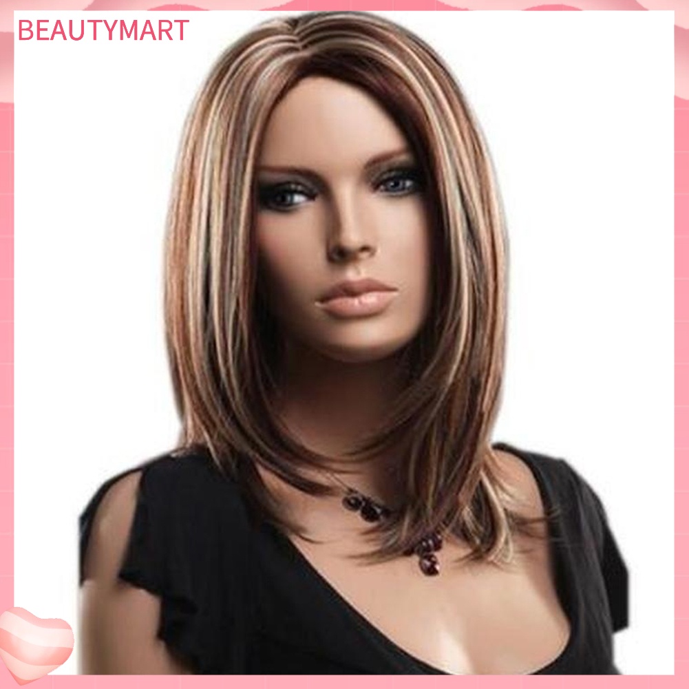 Bộ Tóc Giả Dài Thẳng Màu Gradient Thời Trang Cho Nữ