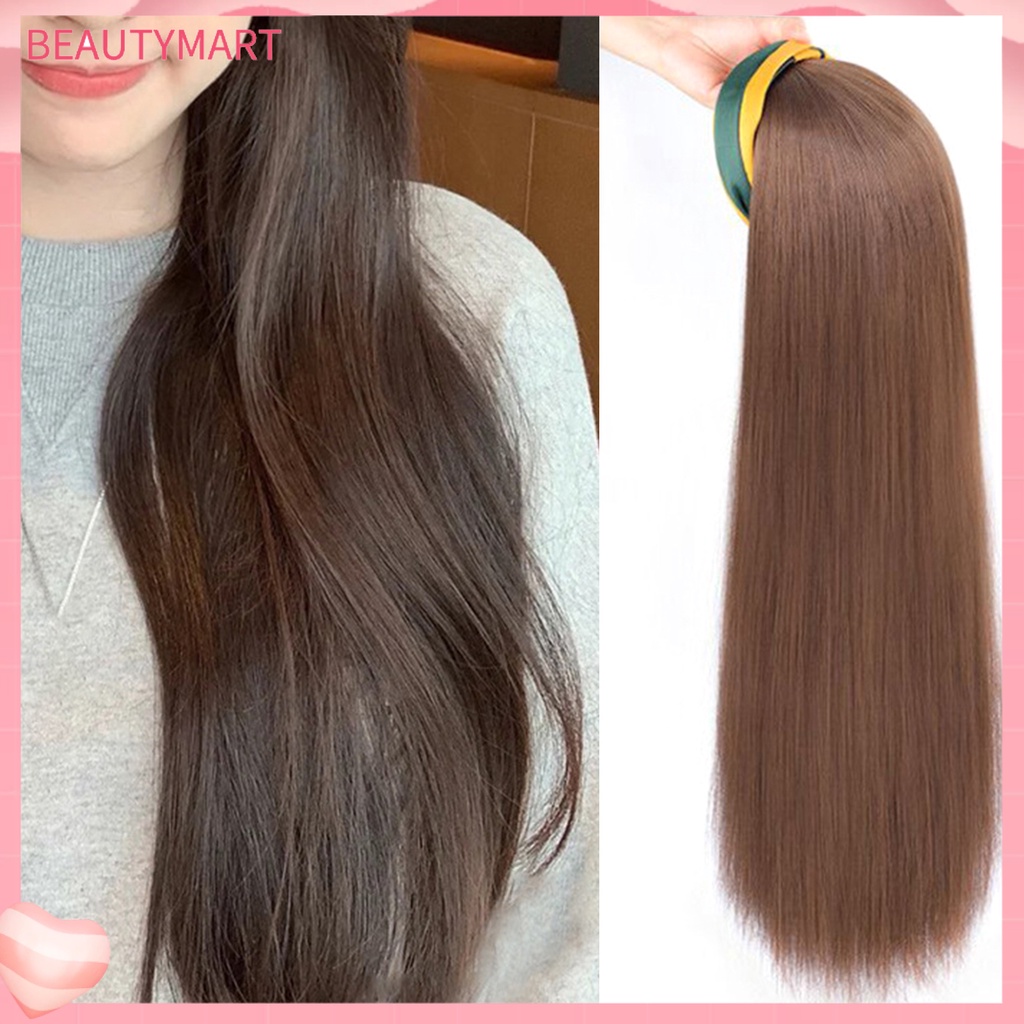 Bộ Tóc Giả Dài Thẳng Mềm Mại Màu Đen Tự Nhiên Thoải Mái Dễ Sử Dụng