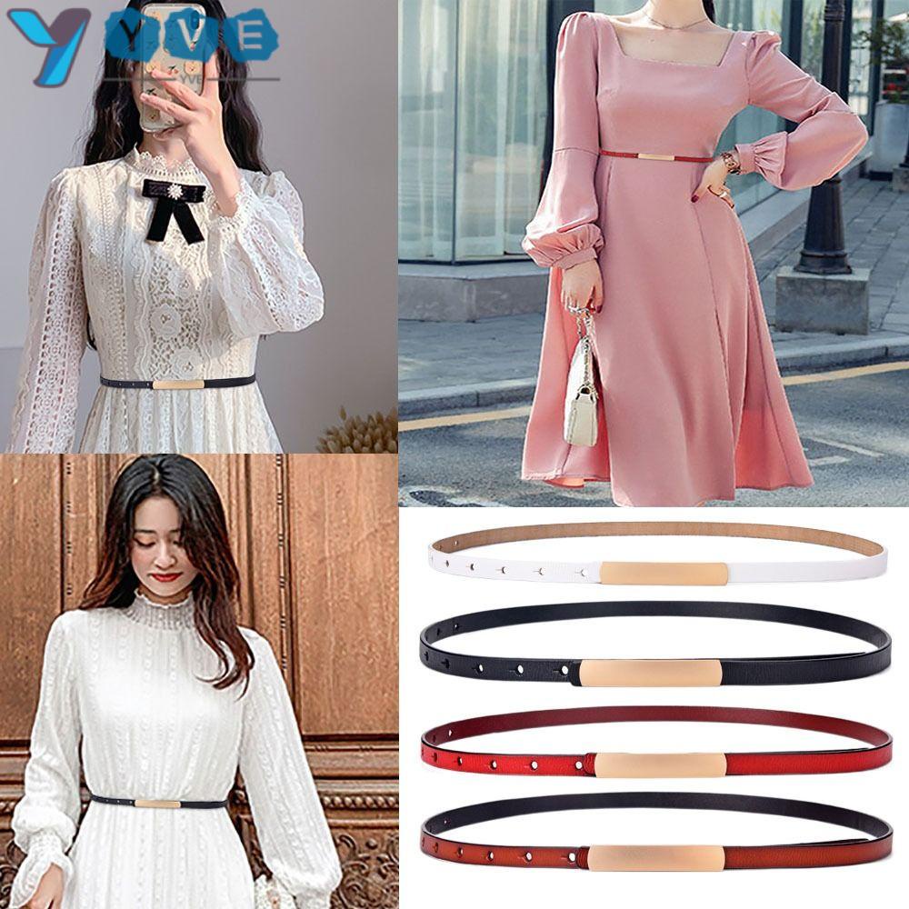 YVE Thắt Lưng Da Pu Màu Trơn Đơn Giản Thời Trang Cho Nữ