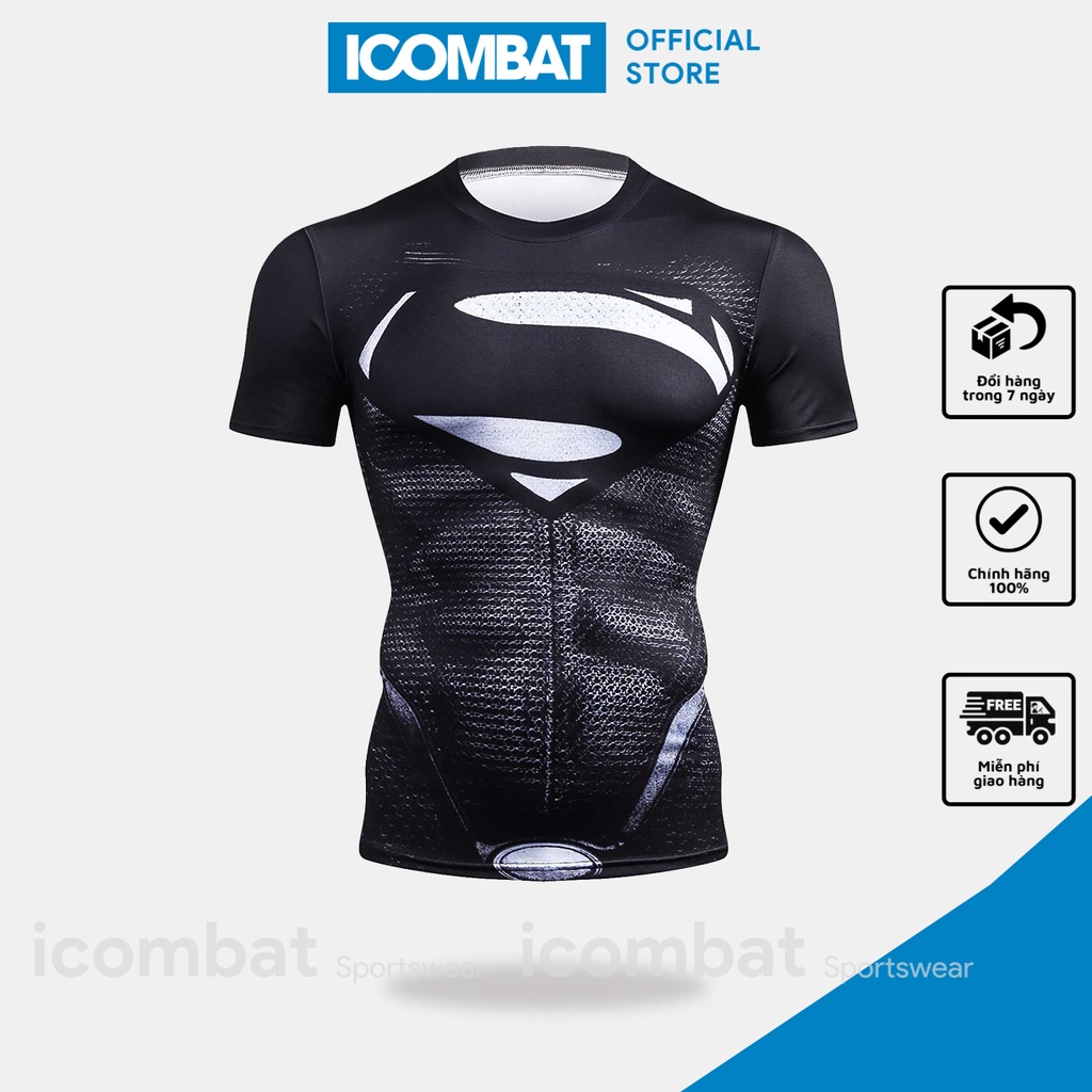 Áo Thể Thao Cosplay Siêu Anh Hùng ICOMBAT Thun lạnh Áo Thun Tập GYM Nam Nữ Ôm Body
