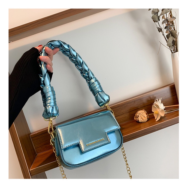 Túi Xách Đeo Vai Kiểu Vuông Nhỏ Màu Laser Phối Dây Xích Thời Trang Cao Cấp