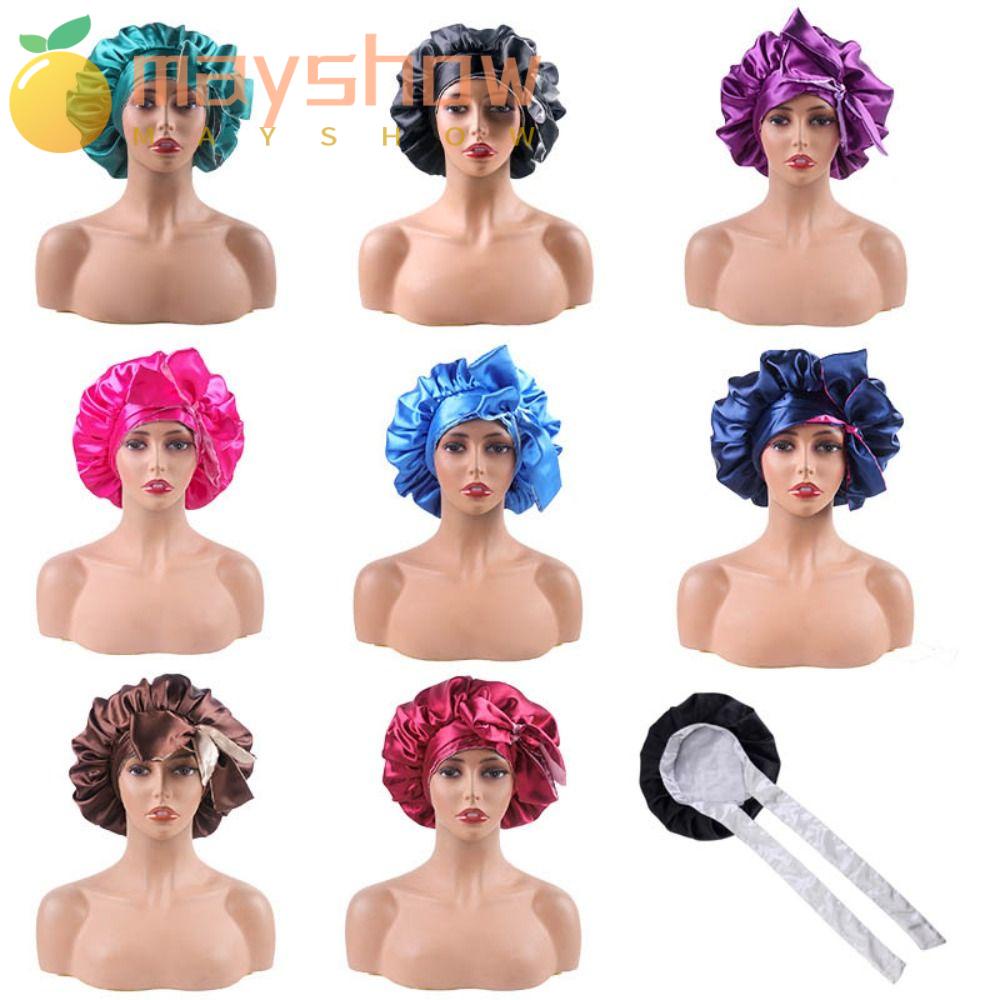 MAYSHOW Mũ Trùm Tóc Khi Ngủ Bằng Satin Chăm Sóc Tóc Dài