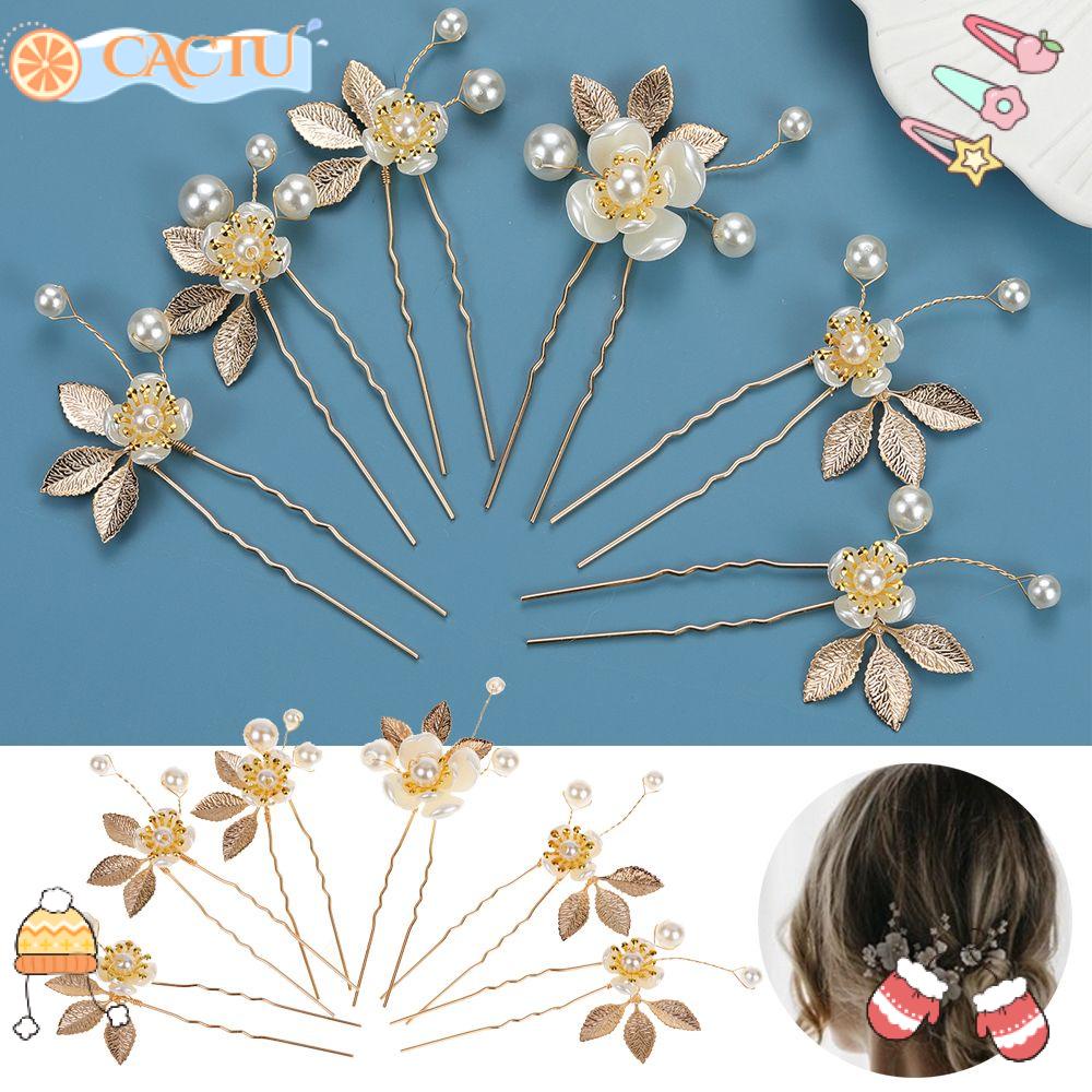 CACTU Set 6 Trâm Cài Tóc Đính Đá Nhiều Kiểu Dáng Thời Trang