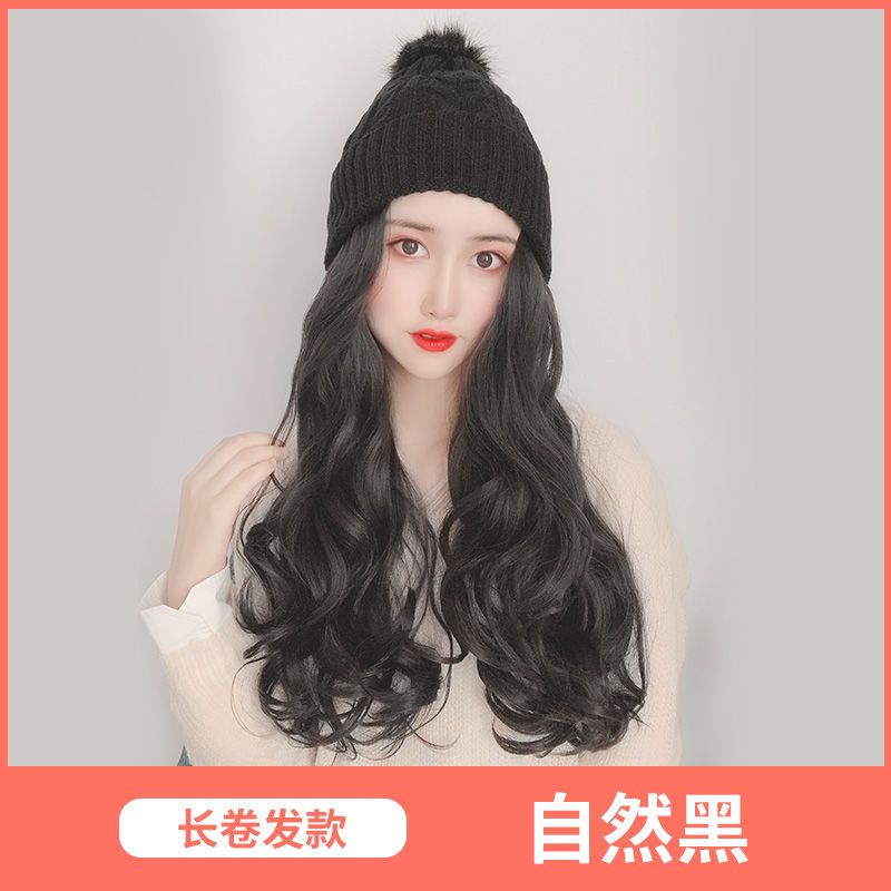 Mới Mũ Len Kèm Tóc Giả Dài Thẳng Thời Trang Thu Đông Cho Nữ