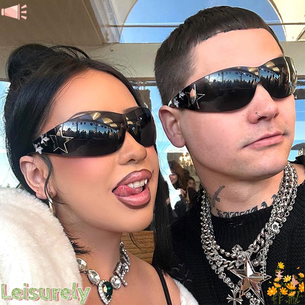 LEILY Kính Râm Xe Đạp Y2K Màu Đen Thời Trang