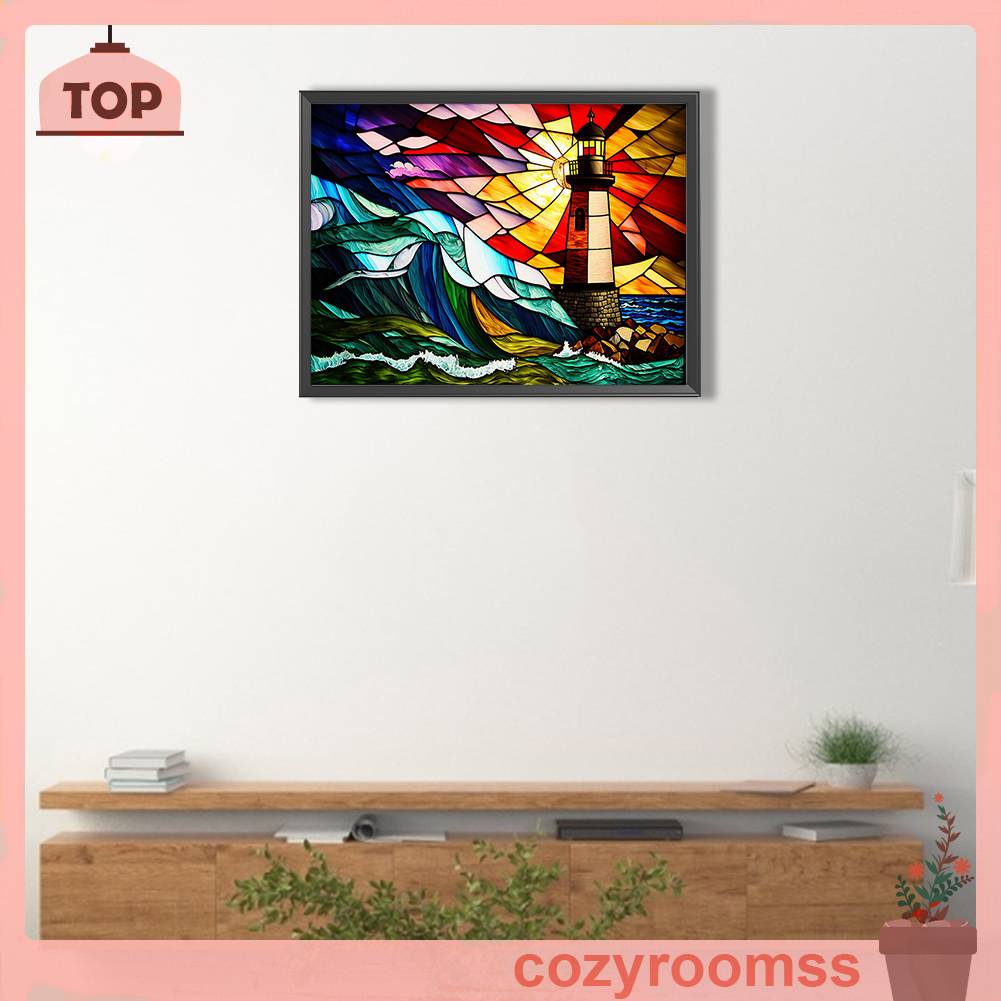 Tranh Đính Đá Kim Cương Toàn Bộ 5D DIY Hình Ngọn Hải Đăng