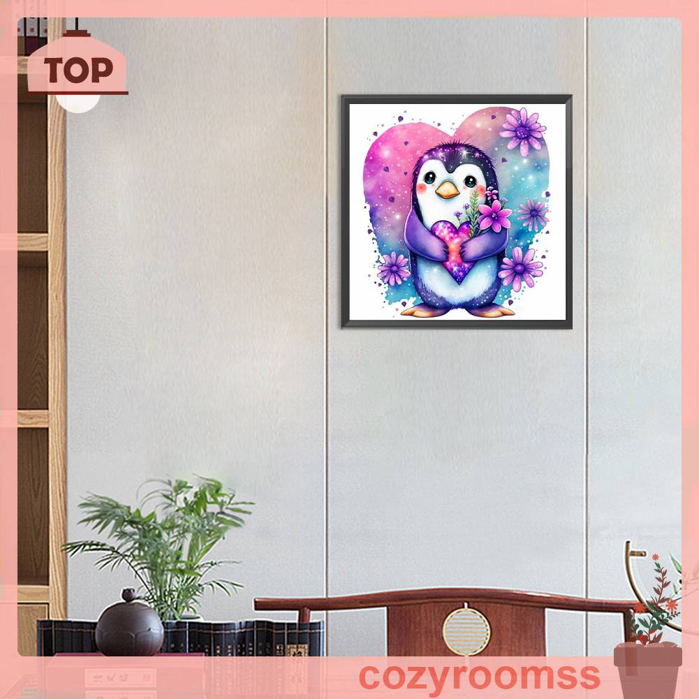 Tranh Đính Đá Kim Cương Toàn Bộ 5D DIY Hình Chim Cánh Cụt