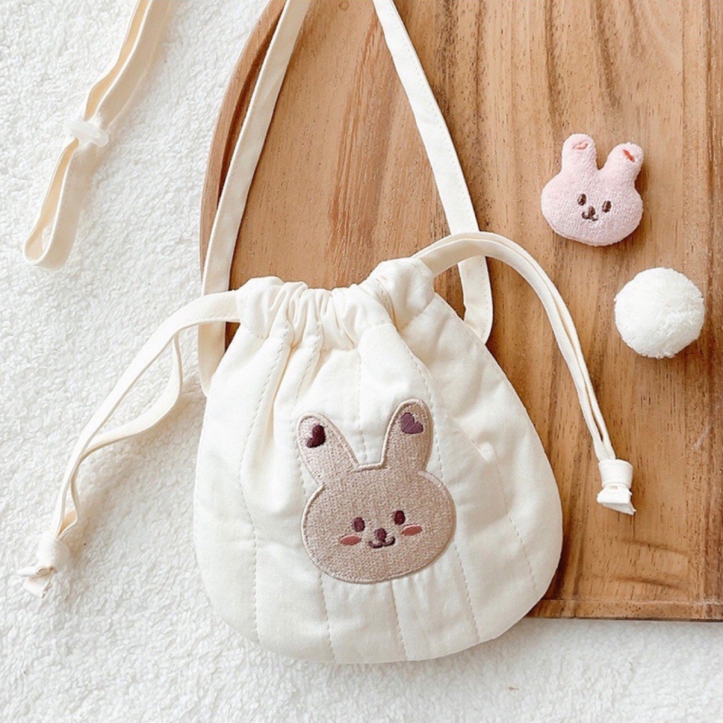 Túi đựng tỏi, túi đeo chéo cho bé có quai đeo, hoạt tiết Hàn Quốc dễ thương