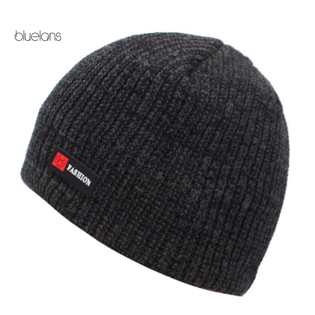 Mũ Beanie Dệt Kim Unisex Co Giãn Màu Trơn Dày Dặn Giữ Ấm Mùa Đông