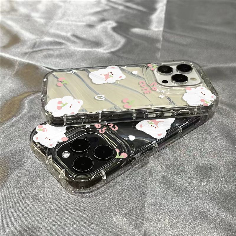 Ốp Điện Thoại Mềm Trong Suốt In Hình Gấu Và Cherry Cho Iphone 711 / plus / xrsins 8 Iphone14Promax / 1312