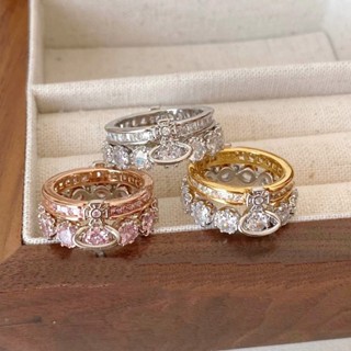  Vivienne WESTWOOD Nhẫn Đôi Hình Vương Miện Đính Kim Cương 